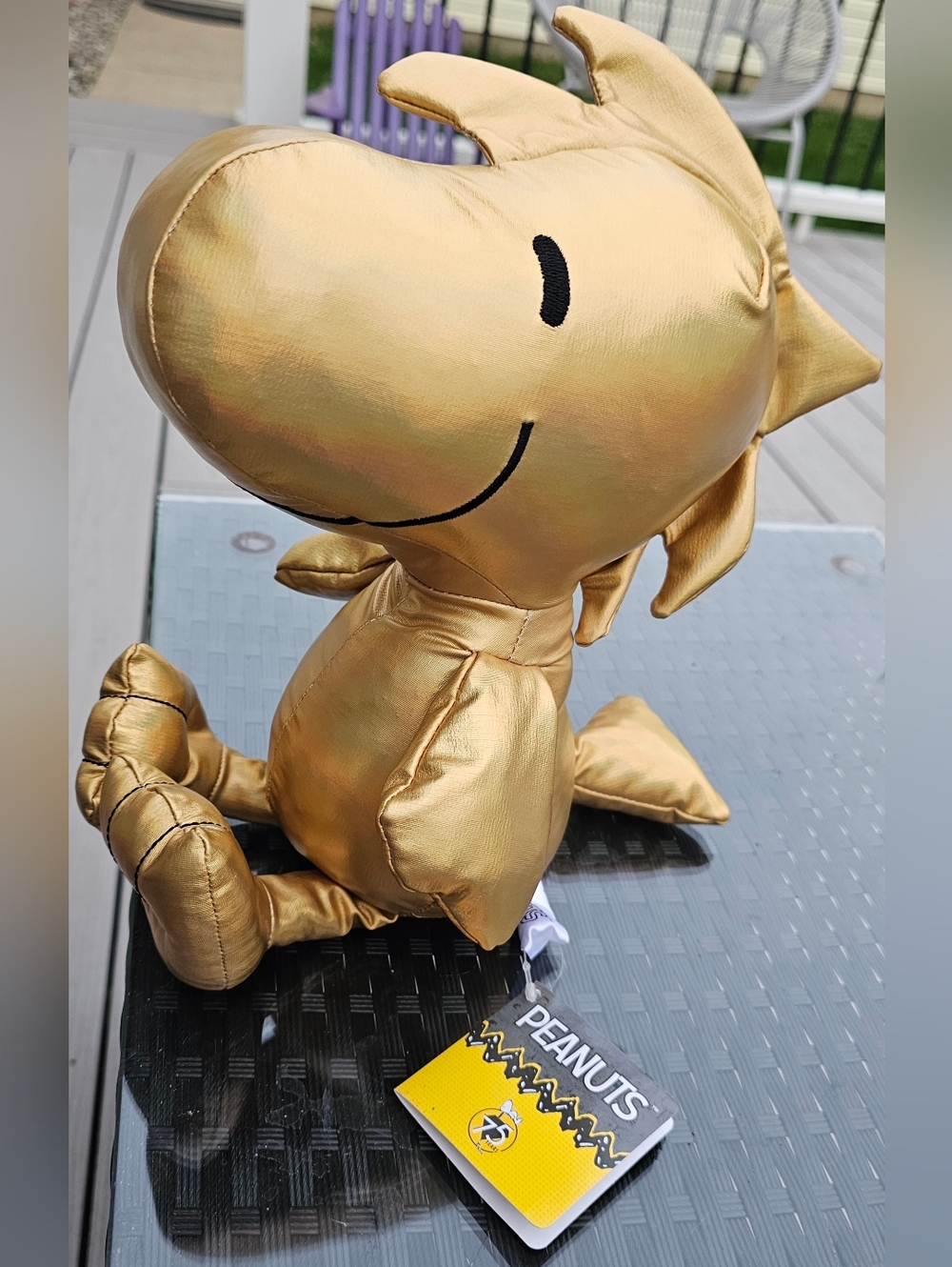 Peanuts Woodstock Metallic Gold Plush Doll 75th Anniversary